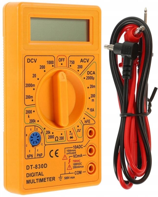 Rosfix Digitalmultimeter DT-830D – LCD-Anzeige 1999 Ziffern AC/DC Spannung & Strom, Widerstand, Dioden, Transistoren 9V ...