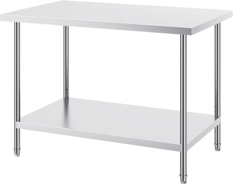 Zubereitungstisch aus Edelstahl, 76,2 x 121,9 x 86,4 cm, 400 kg Tragkraft, robuster Arbeitstisch aus Metall mit 3 einste...