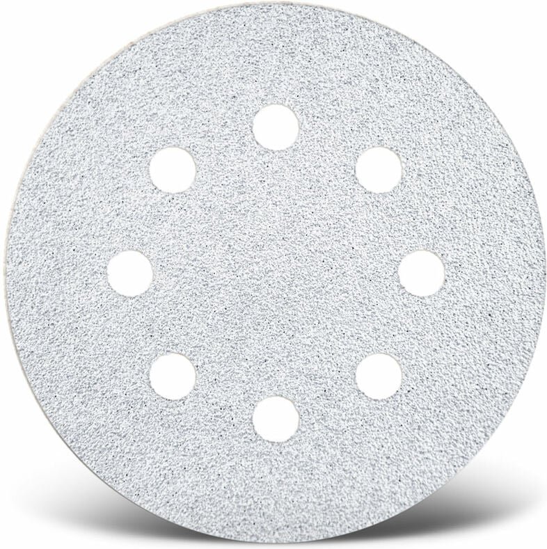 White Klett-Schleifscheiben, 115 mm, 8-Loch, f. Exzenterschleifer, Normalkorund (50 Stk.) K400 - Menzer