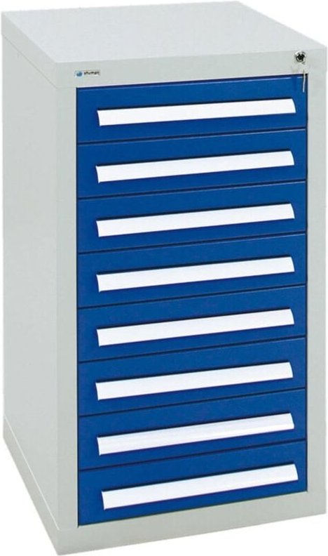 Stumpf Schubladenschrank Serie T-100/35-1, 8 Schubladen enzianblau (8x100mm)