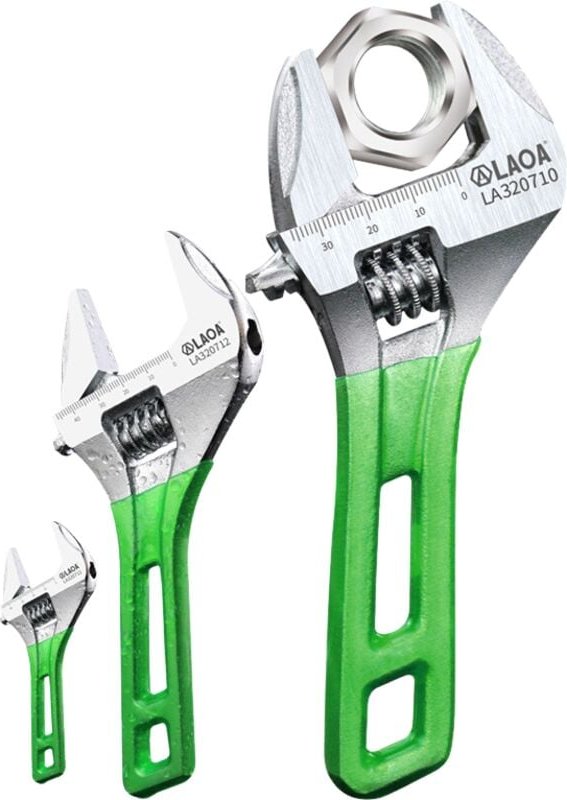 DOLASO – 3-teiliger Schraubenschlüssel mit kurzem Griff, verstellbar, mit Gummi umwickelte Handwerkzeuge, HCS-Material, ...