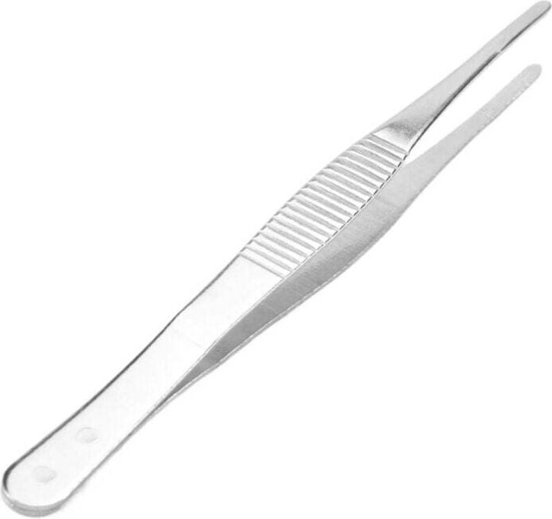 Edelstahlpinzette, 14 cm, runde Spitze, silberfarben