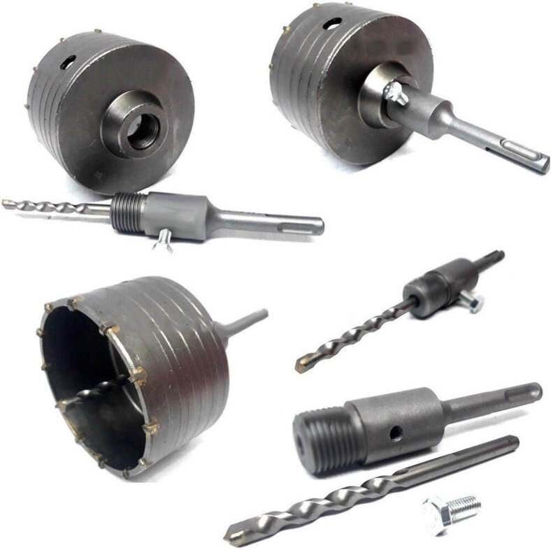 Trade Shop - TAZZO CAROTATRICE FÜR MURO DA 30MM BIS 130MM + ASTA DA 11 CM SDS PLUS -