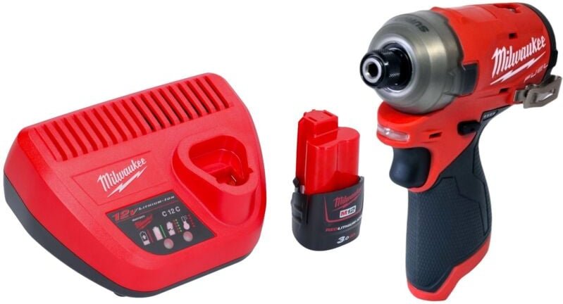 Milwaukee M12 FQID-301 Akku Schlagschrauber 12 V 50 Nm 1/4" Brushless + 1x Akku 3,0 Ah + Ladegerät