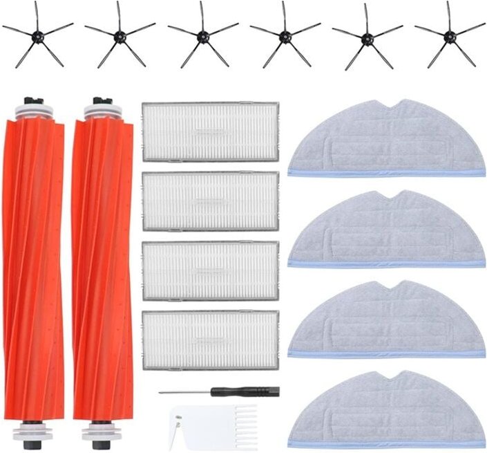 Ersatz-Zubehör-Set für S7 S70 S7Max T7S Plus Roboter-Staubsauger, Haupt-/Seitenbürste, Filter, Wischtuch