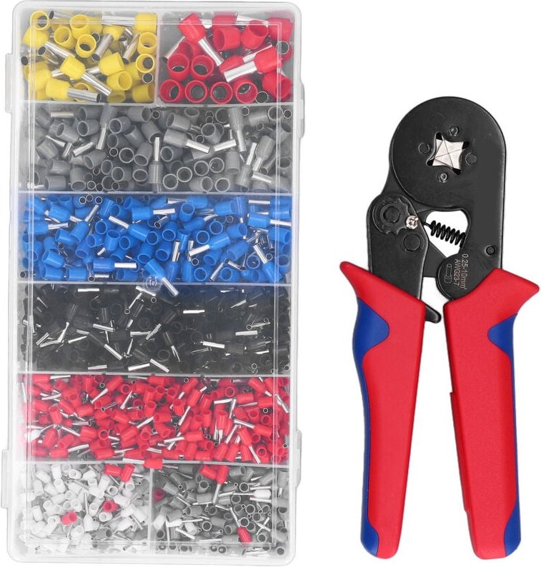 Crimpwerkzeug-Set Selbstjustierende Aderendhülsenzange Crimpwerkzeug für 0,25-10 mm² AWG 23-7 mit Aufbewahrungsbox 1200 ...