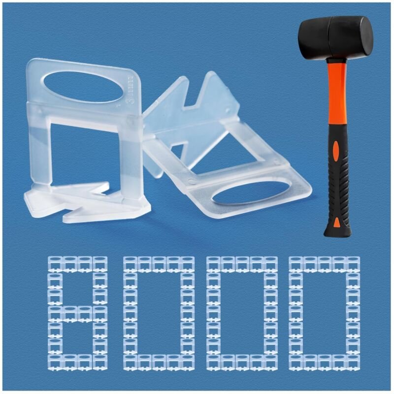 Fliesenverlegesystem, 0,32 cm Keile, Nivellierklemmen, 2000-teiliges Set für die professionelle Fliesen- und Natursteinv...