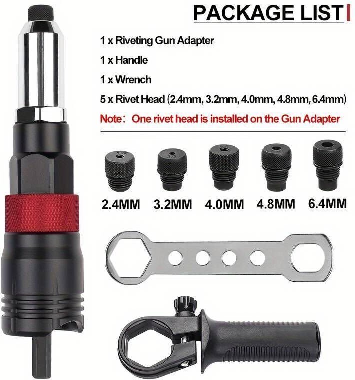 Multifunktionales Profi-Nietmaschinen-Set 2,4–6,4 mm – Bohradapter & Schraubenschlüsselgriffe – Ideal für Heimwerker und...