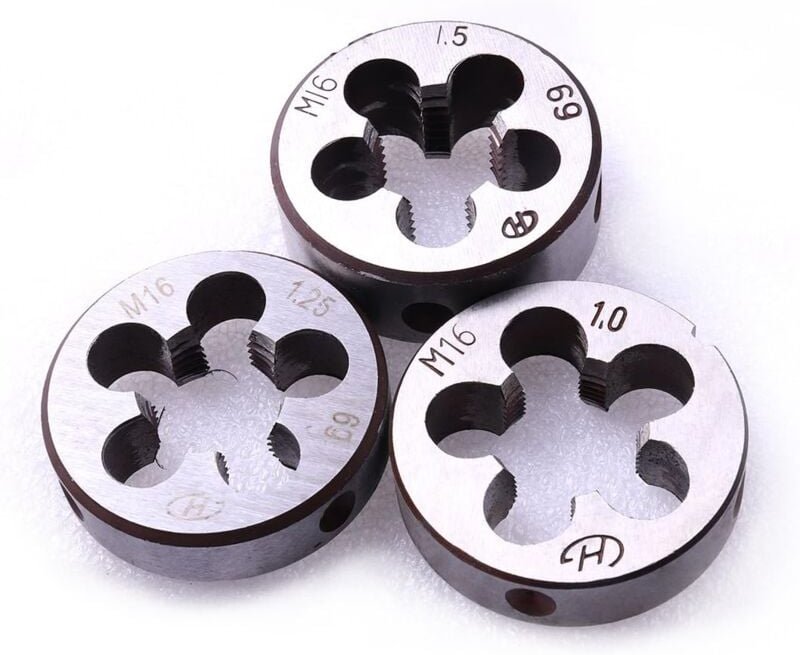 Gotrays - Metrische Schneideisen, 3 Stück hss Metrisches Gewindeschneideisen M16 x 1 mm M16 x 1,25 mm M16 x 1,5 mm