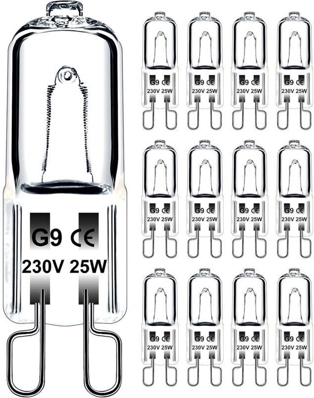 G9-Glühbirne, 25 W, 230 V, dimmbar, warmweiß, G9-Halogenlampe, 300 °C-Toleranz, G9-Ofenbirne für Mikrowellenherd, Herd, ...