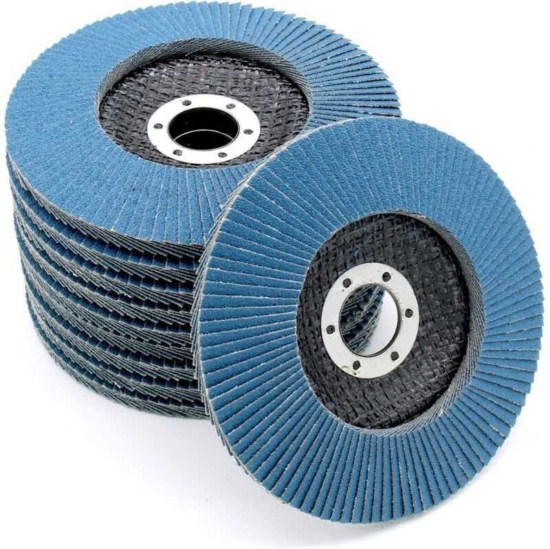 Scheibenfächer │ Blau │ 10 Stück │ Ø 125 mm │ Körnung 80 │ Edelstahl │ Schleifscheiben │ Fächerscheiben