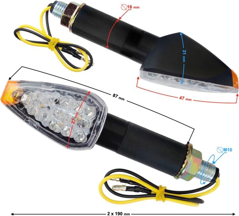 Universelle Blinker MRT-008, LED (14 Dioden), schwarz, (E-Prüfzeichen)