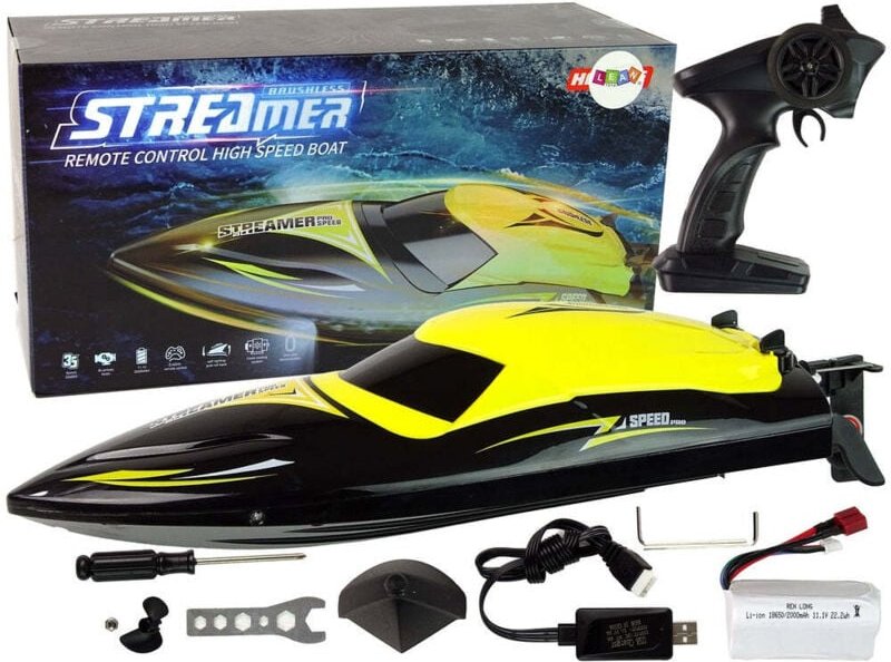 High speed 35 kmh yellow rc motorboat with autopilot