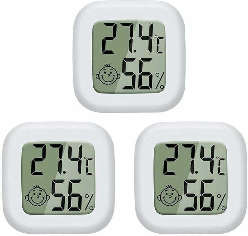 3er-Pack Mini-Digital-LCD-Thermometer-Hygrometer für Kinderzimmer, Wohnzimmer, Büro, Kühlschrank, Innenbereich.