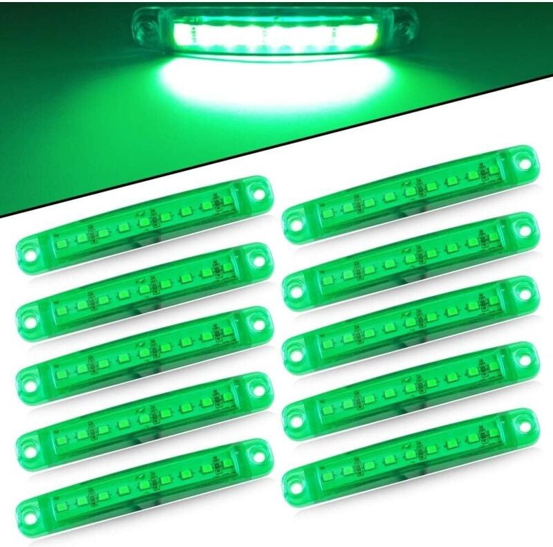 10 Stück Seitenlicht, 9 SMD, 12–24 V, superhelle LED-Seitenlichter für Seitenmarkierungsleuchten, Auto, Fahren, LKW, Fro...