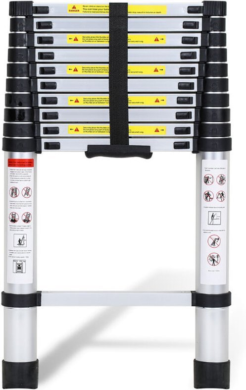 Wolketon Teleskopleiter Alu Leichtgewicht Rutschfester Anlegeleiter 3,8m Silber Multifunktionsleiter Mehrzweckleiter Aus...