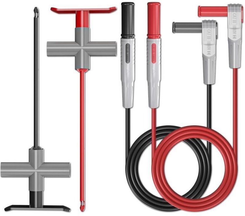 Zweiteiliges Multimeter-Messkabel, 4-mm-Bananenstecker (männlich auf männlich) mit Prüfspitzen, Prüfzange zum Durchstech...
