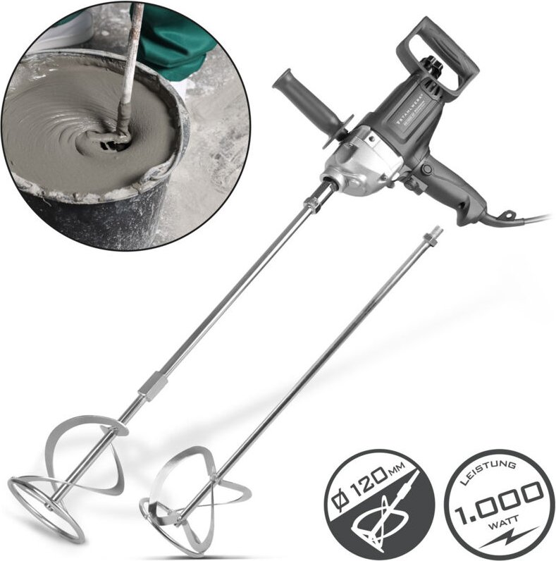 STAHLWERK Mörtelrührer 1000 W 550 U/min Rührwerk mit Zusatz-Quirl