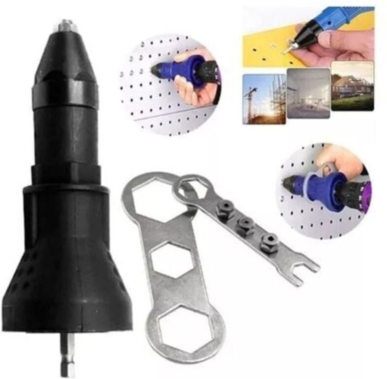 Elektrische Nietpistole für Akku-Bohrschrauber, Adapter für elektrische Nietpistole, Nietwerkzeug-Set für Akku-Nietpisto...