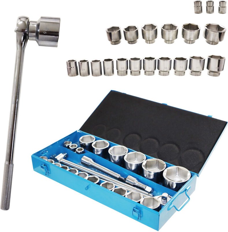 BITUXX 25 tlg LKW Steckschlüssel Set Knarrenkasten Stecknuss Sechskant Nusskasten Satz 19-70 mm inkl Ratsche und Verläng...