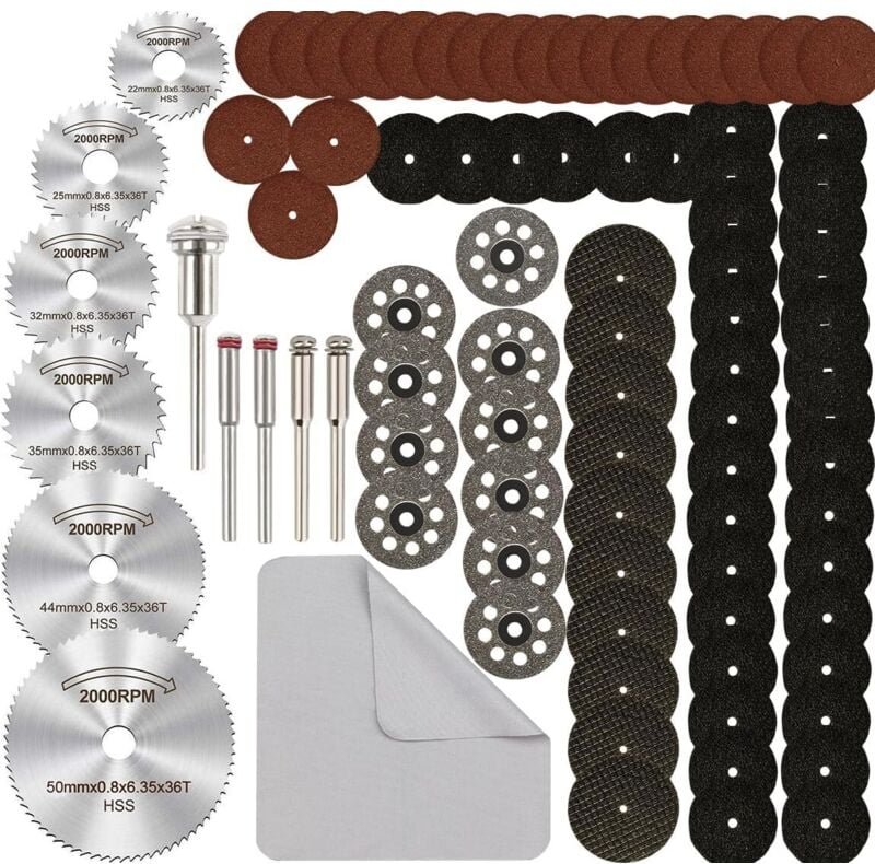 Schneidradsatz für Rotationswerkzeug, 88-teiliges HSS-Kreissägeblatt-Diamant-Bohrradsatz zum Schneiden von Holz, Glas, K...