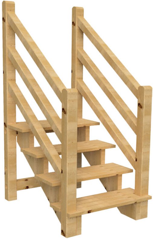 Terrassentreppe VENEZIA mit Treppengeländer beidseitig, 4 Stufen, H71cm B120cm, ohne Setzstzufen