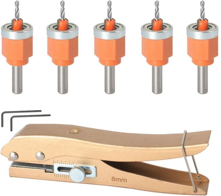 Senkbohrer, Holzbearbeitungslochöffner, Bohrer, Fräserkernbegrenzer, Senkkopfschraubenöffner mit Lagern -a