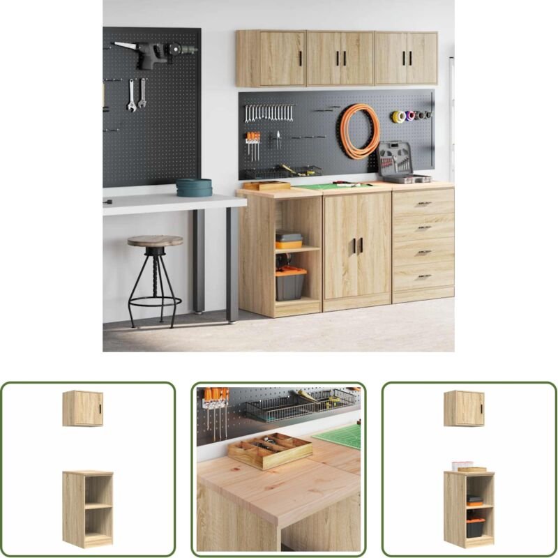 Werkzeugaufbewahrung - Garagenschränke 2 Stk. Sonoma-Eiche Holzwerkstoff