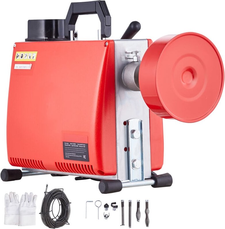 Mophorn - 66 ft x 5/8 Zoll Rohrreinigungsmaschine, 250 w elektrische Rohrreinigungsspirale mit manueller Zufuhr – mit 7 ...