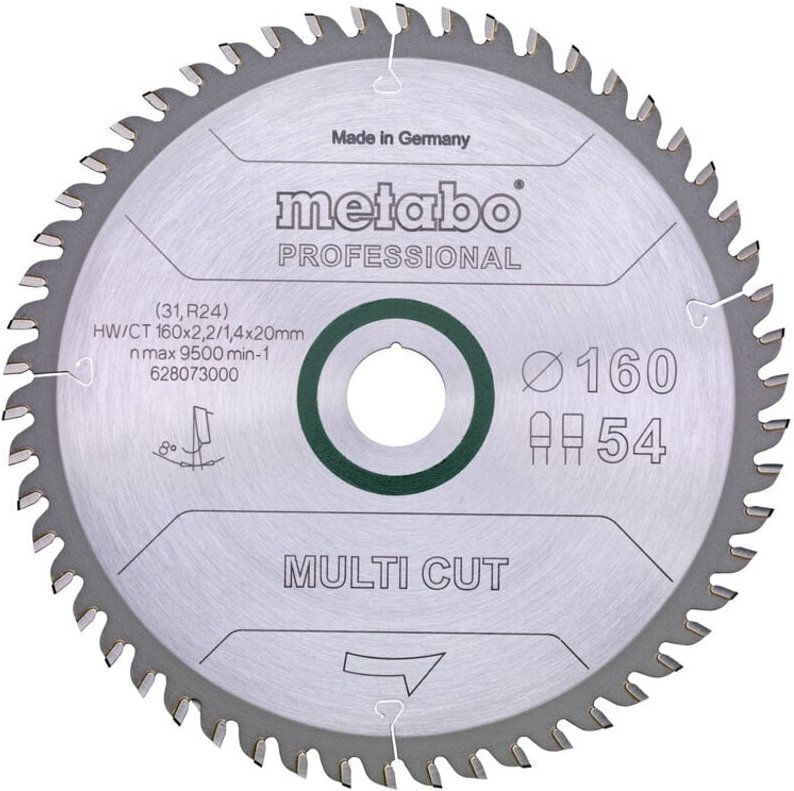 Kreissägeblatt Multi Material 190x30 mm 56 z / tz 8° Handkreissägen - Metabo