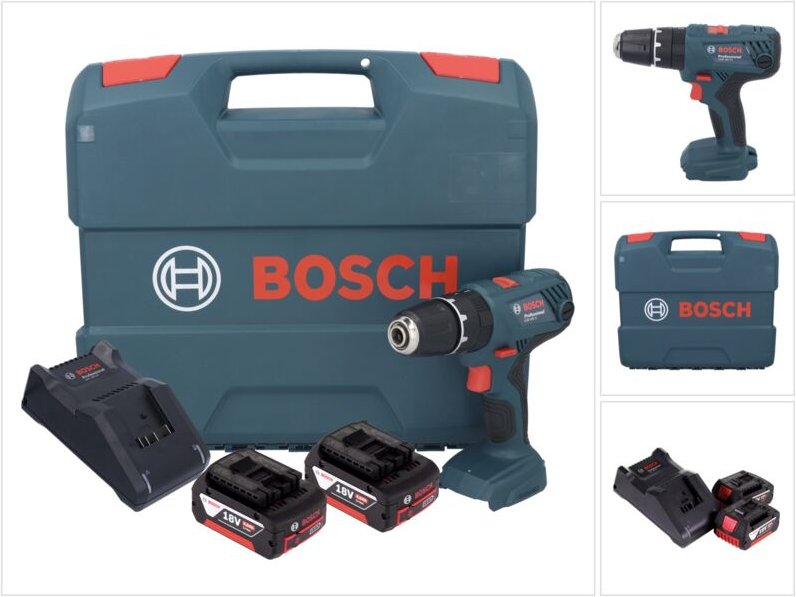 Bosch GSB 18V-21 Akku Schlagbohrschrauber 18 V 55 Nm + 2x Akku 4,0 Ah + Ladegerät + L-Case