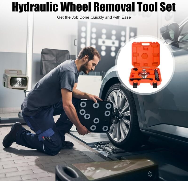 10T Hydraulischer Radlager Abzieher Werkzeug Satz Ausdrücker Satz für Antriebswellen KFZ Radnaben abziehen für 4- oder 5...