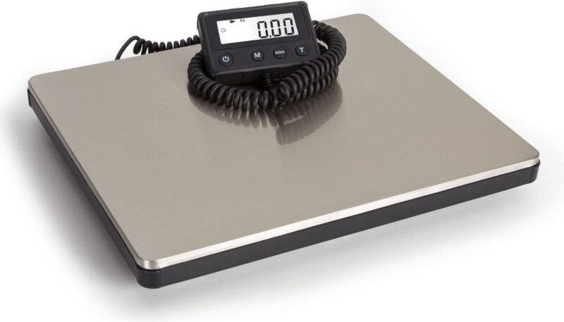 Thumbnail - Perel Digitale Paketwaage mit externem LCD-Display, Plattformwaage für Pakete Gepäck Tiere, Briefwaage, Edelstahl Wiegef...