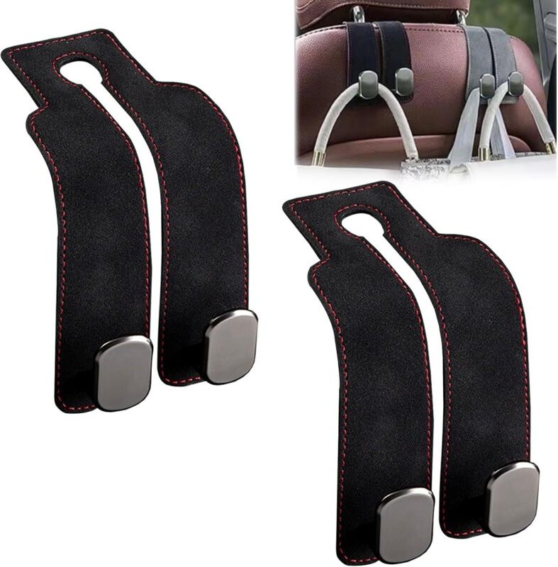 Set mit 2 Kopfstützenhaken zur Aufbewahrung von Handtaschen und anderen Taschen im Auto, 2-in-1-Kopfstützenhaken für die...