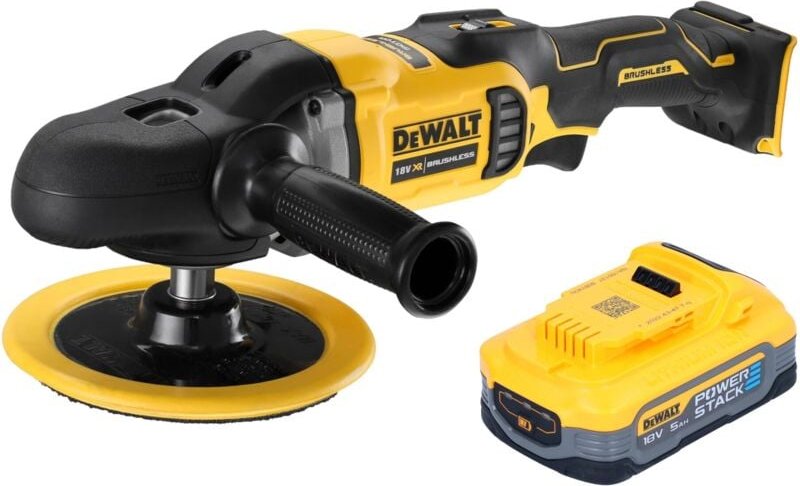 Dcm 849 n Akku Exzenter Poliermaschine 18 v 180 mm Brushless + 1x Powerstack Akku 5,0 Ah - ohne Ladegerät - Dewalt