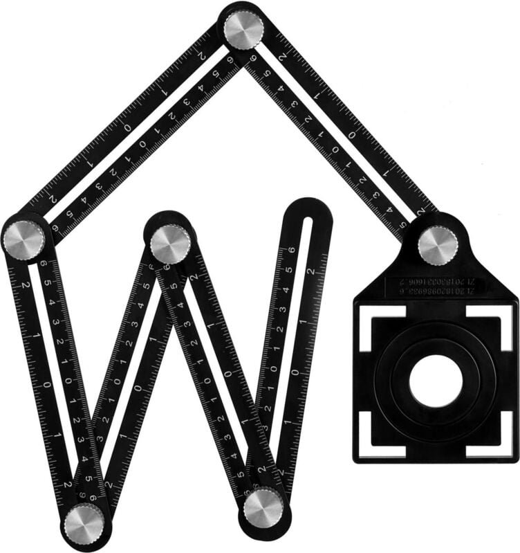 Wohao Mehrwinkel-Messlineal mit Positionierungsloch, 6-seitiges, klappbares Lineal aus Aluminiumlegierung, Schablonenmes...