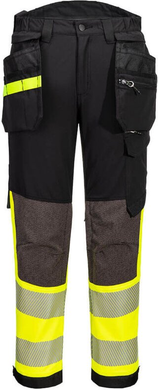 Stretch-Hose Ev4 Hochsichtbarkeit Klasse 1 mit abnehmbaren, schwebenden Taschen – Größe 52 – Gelb/Schwarz Short – Portwe...