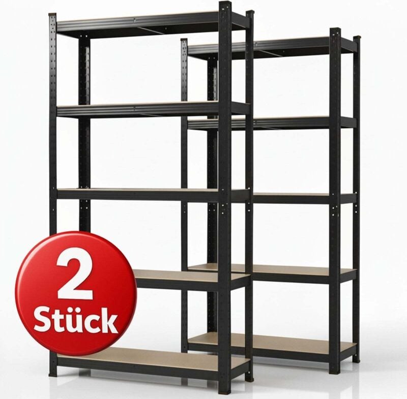 Schwerlastregal Lakota Traglast bis 1250 kg Individuell einsetzbar Schwarz 150 x 75 x 30 cm