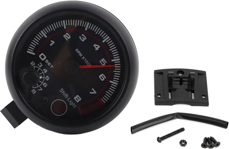 Schwarzer Rennwagen-Drehzahlmesser 3,75 Zoll 0-8000 U/min 12V Universal-Kfz-Anzeigezähler, Drehzahlmesser.