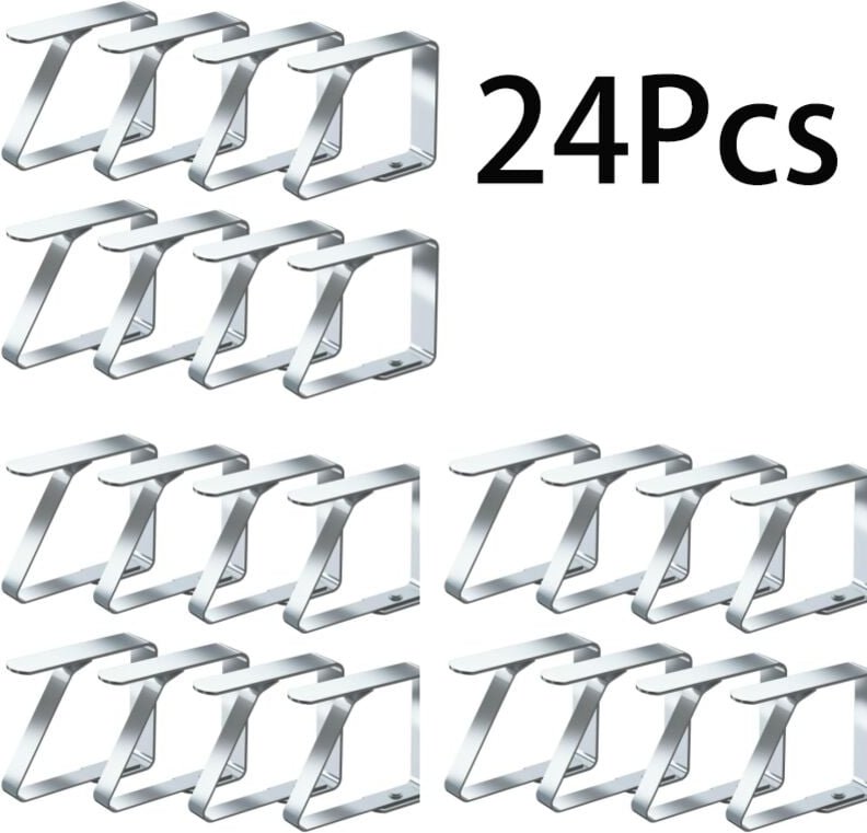 24er Set aus Edelstahl Tischdeckenklammern, rutschfeste Tischdeckenklammern, 5cm x 4cm