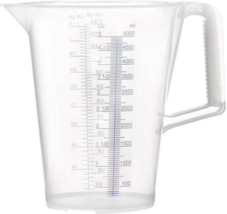 Messbecher 5 l blau bedruckte Skala Polypropylen