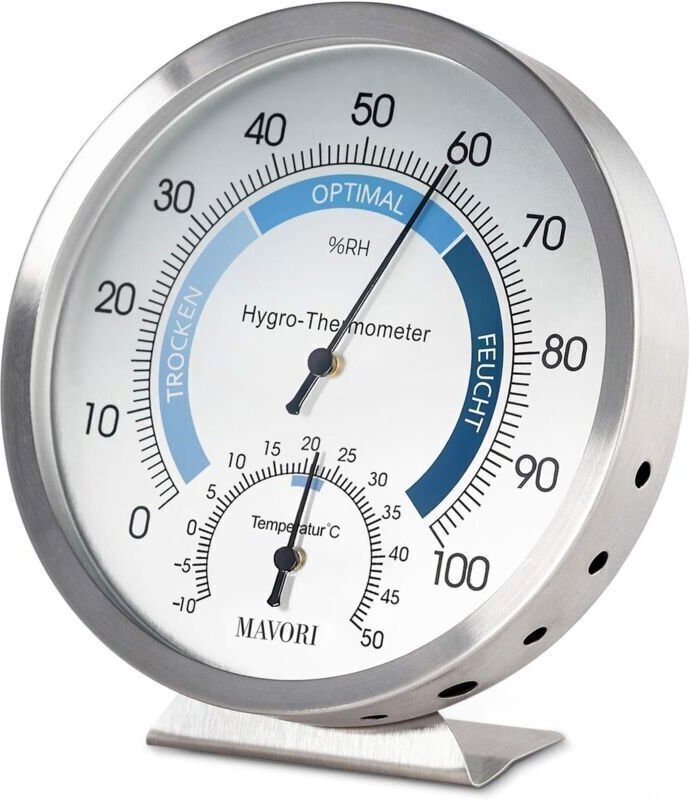 Analoges Raumthermometer mit Hygrometer – Hochwertiger Edelstahl für zuverlässige und komfortable Raumklimakontrolle