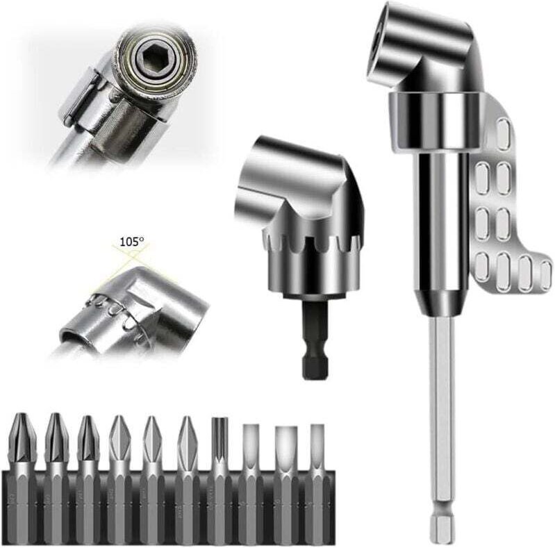 Winkelschraubendreher-Set, 2025 Neues Modell Multifunktionaler gebogener Schraubendreherkopf, 1/4 Zoll Sechskantschaft-S...
