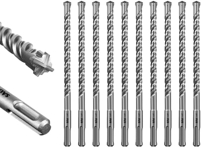SDS Plus Bohrer Set 10x210mm 10 tlg. Hammerbohrer Set Betonbohrer mit 4 Hartmetall Spitze Präzises Schnelles Bohren in B...