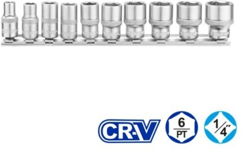 WADFOW 10-teiliger 1/4" (5-14 mm) Steckschlüsselsatz, 50BV30 und Cr-V-Stahl, wärmebehandelt