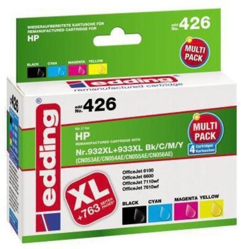 Tintenpatrone kein Originalzubehör Kompatibel mit: hp 932XL/933XL EDD-426 ca. 1.090 Seiten schwarz ca. 1.030 Seiten farb...