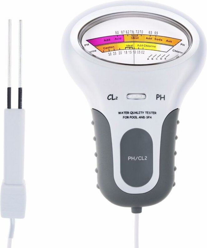 PC-101 2-in-1 pH- und Chlortester, Wasserqualitätsmessgerät (CL₂) für Schwimmbäder und Aquarien, 1 Stück