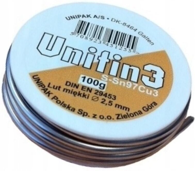 Weichlötzinn UNITIN3 2,5MM 100G UNIPAK