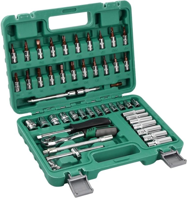 1/4"-Steckschlüsselsatz, Bit-Set, Universal-Steckschlüssel, Ratschenschlüssel, Drehgriff, 53-teiliges Kfz-Werkzeugset, V...