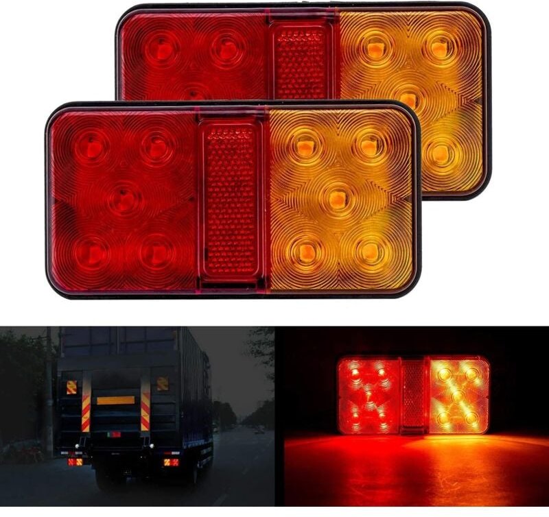 2 multifunktionale LED-Rückleuchten, 12V wasserdichte LED-Anhängerleuchten mit Blinkern und Parkleuchten für LKW, Anhäng...